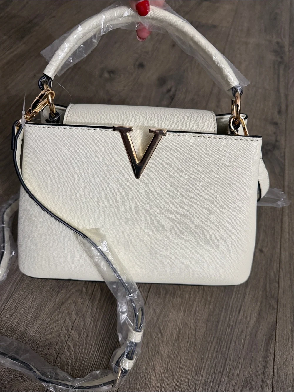 Fashion Women's Satchel with Gold V Accent NEW